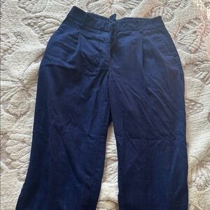 Nine West Dark Blue Checkered Straight Leg Trousers